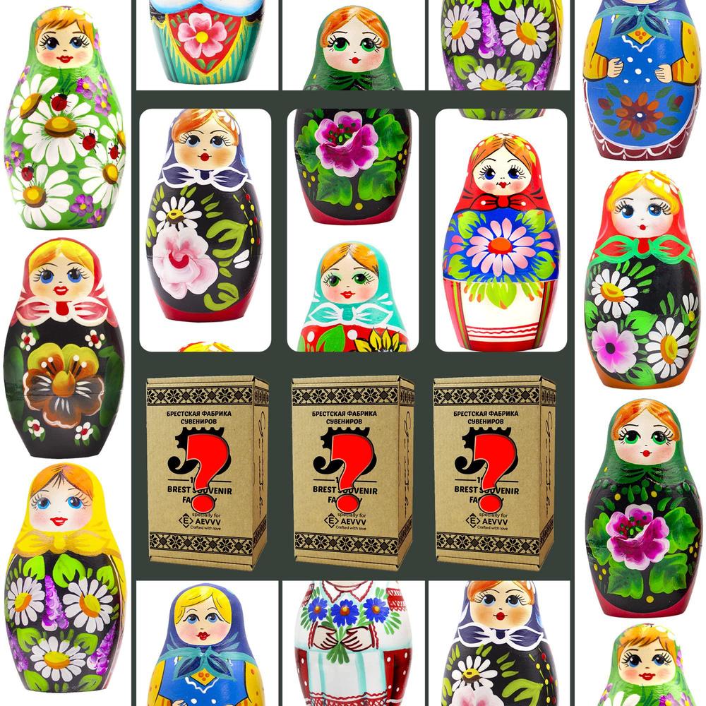 aevvv russian nesting dolls lot of random 3 sets by 5 pcs - collectible matryoshka dolls - hand painted folk art dolls - wood