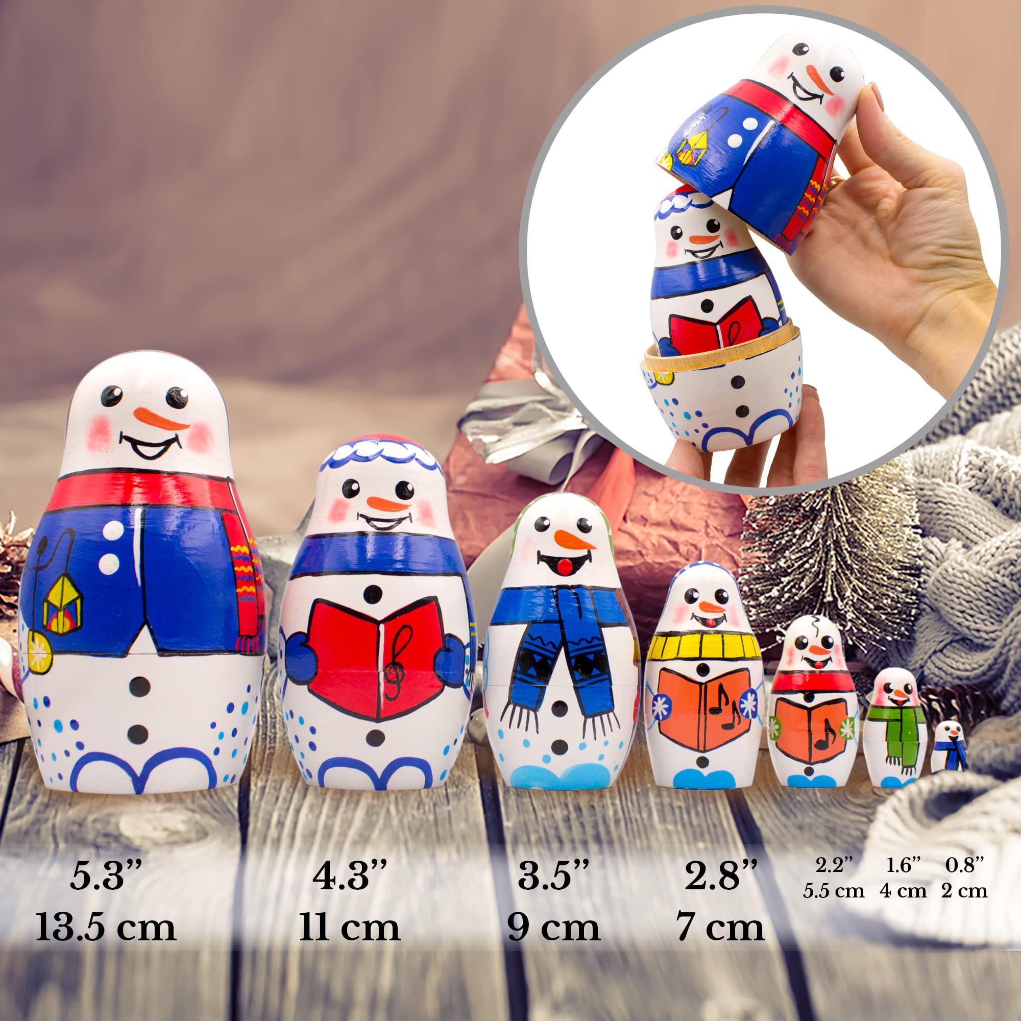 aevvv snowman nesting dolls set of 7 pcs - matryoshka with snowman figures - snowman decorations - christmas decorations - sn