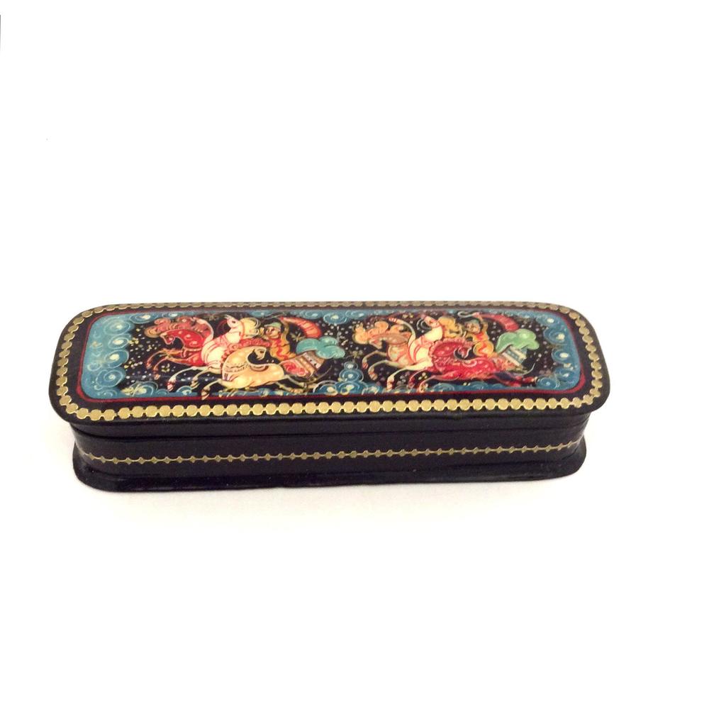 buyrussiangifts russian lacquer box palekh hand painted russian troyka signed by the artist