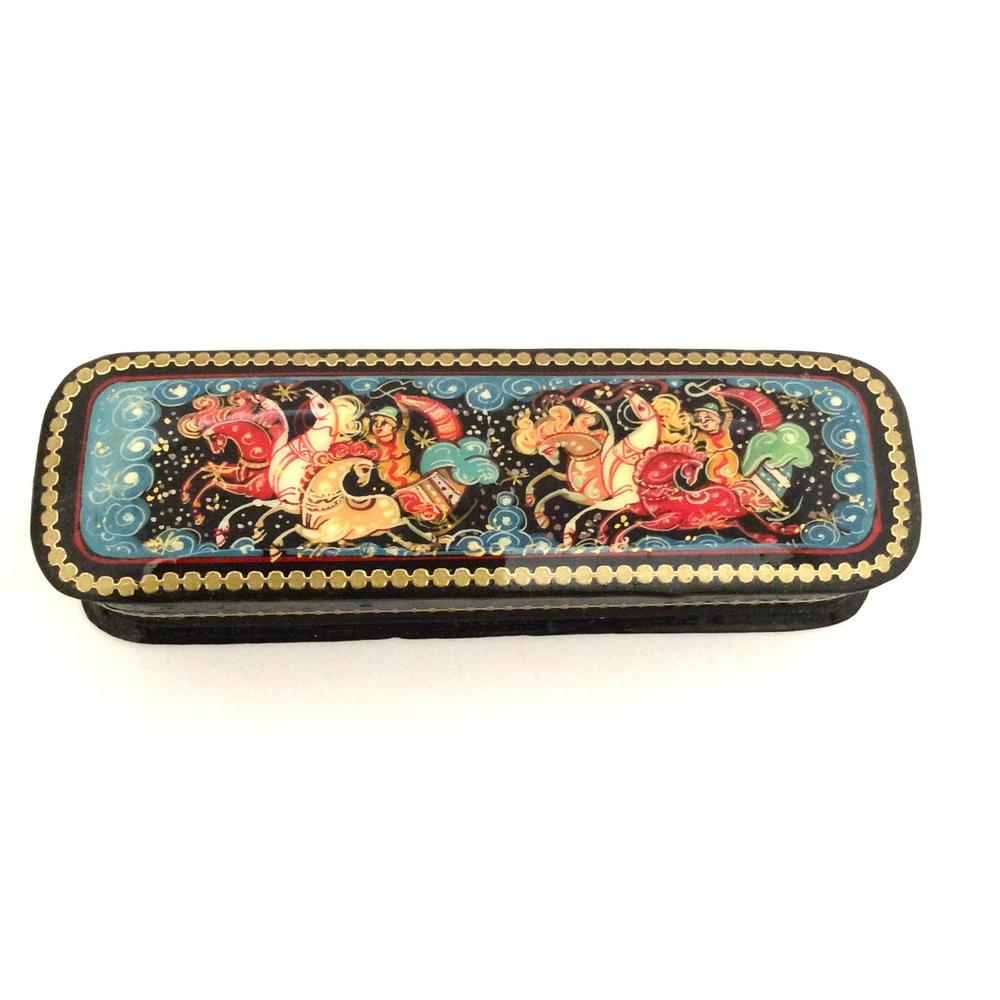 buyrussiangifts russian lacquer box palekh hand painted russian troyka signed by the artist