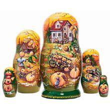 Golden Cockerel made in russia frost on the pumpkin nesting doll 5pc./6" aka fall collection collectible babushka russian doll 100% guarantee