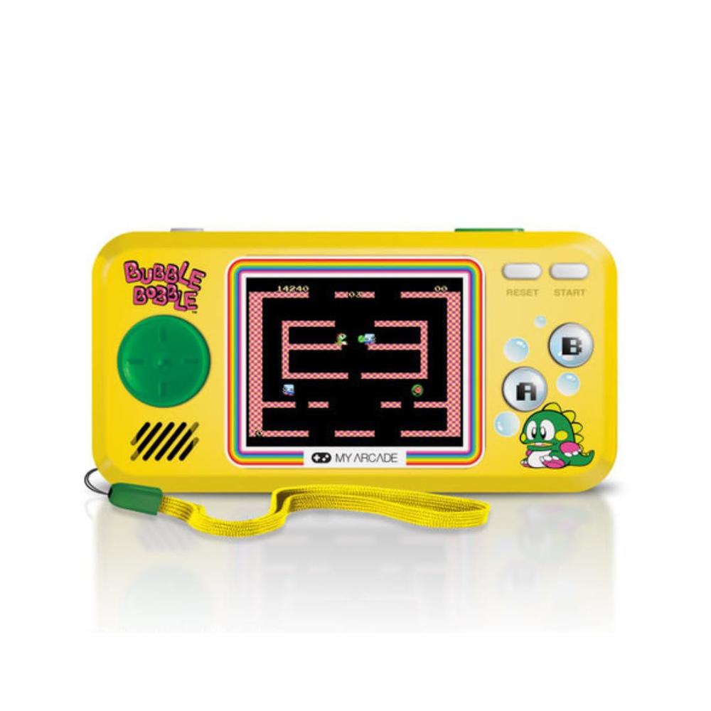 my arcade pocket player handheld game console: 3 built in games, bubble bobble 1 & 2, rainbow islands, collectible, full colo