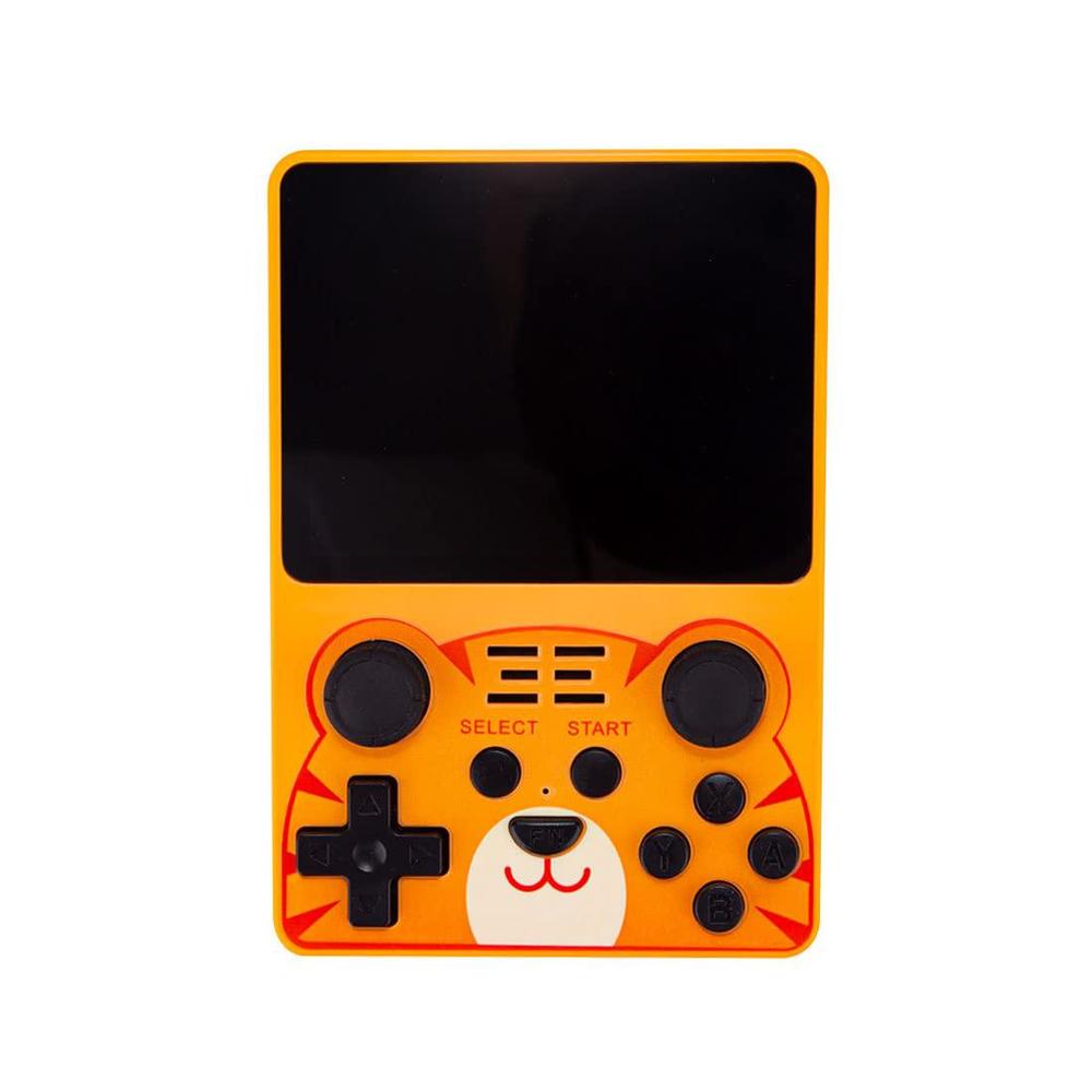 bbdi powkiddy rgb20s handheld game console, 3.5 inch ips portable retro arcade built-in 20,000 games, yellow
