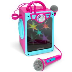Croove Karaoke Machine for Kids | Karoke Set with 2 Microphones | Bluetooth/AUX/USB Connectivity | Pink Kareoke Machine for Girl