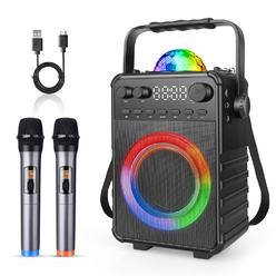 amazmic karaoke machine with 2 wireless microphones, portable karaoke machine for adults pa system bluetooth speaker with dis