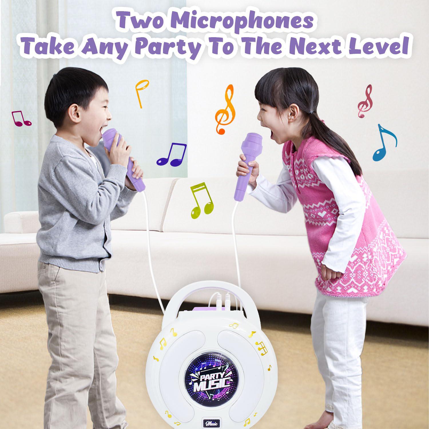 bakam karaoke machine for kids age 4-12 with 2 microphones, play microphone for kids ages 3-5, toddler microphones toy for si