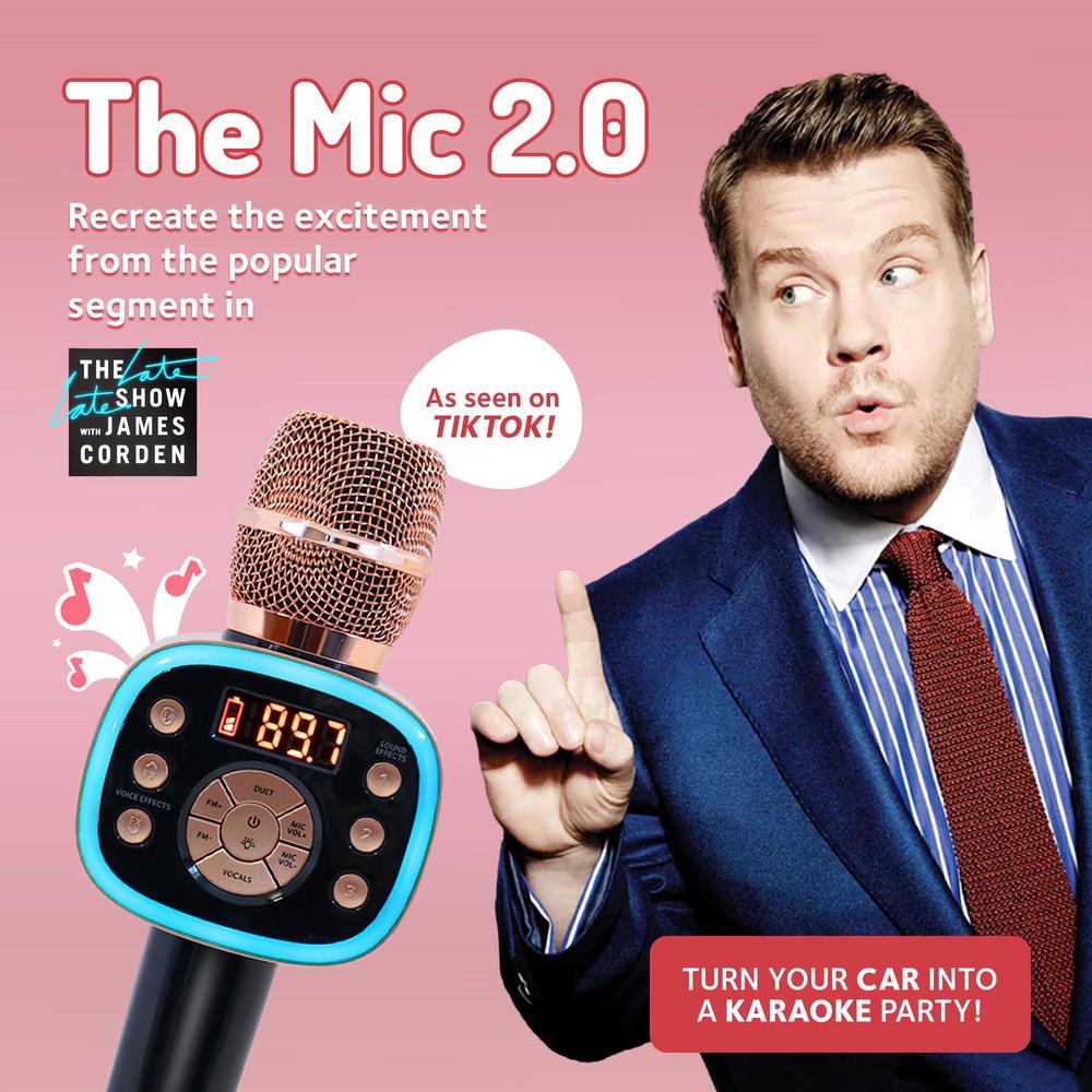 singing machine carpool karaoke machine for kids & adults, carpool karaoke mic 2.0 - wireless & bluetooth karaoke microphone 