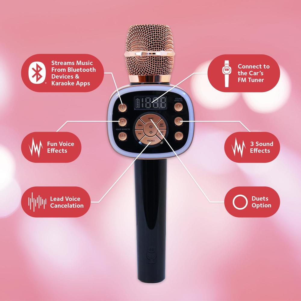 singing machine carpool karaoke machine for kids & adults, carpool karaoke mic 2.0 - wireless & bluetooth karaoke microphone 