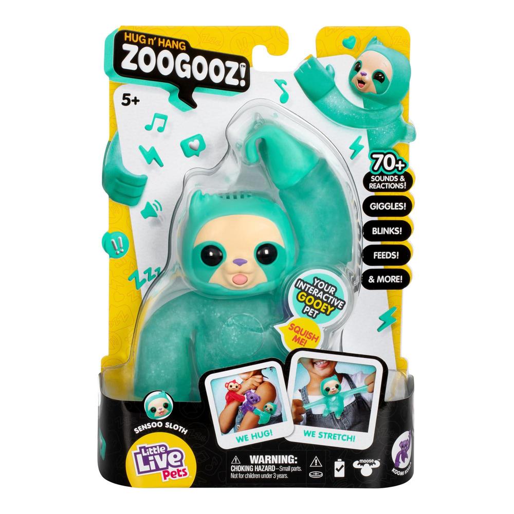 little live pets hug n' hang zoogooz - sensoo sloth. an interactive electronic squishy stretchy toy pet with 70+ sounds & rea