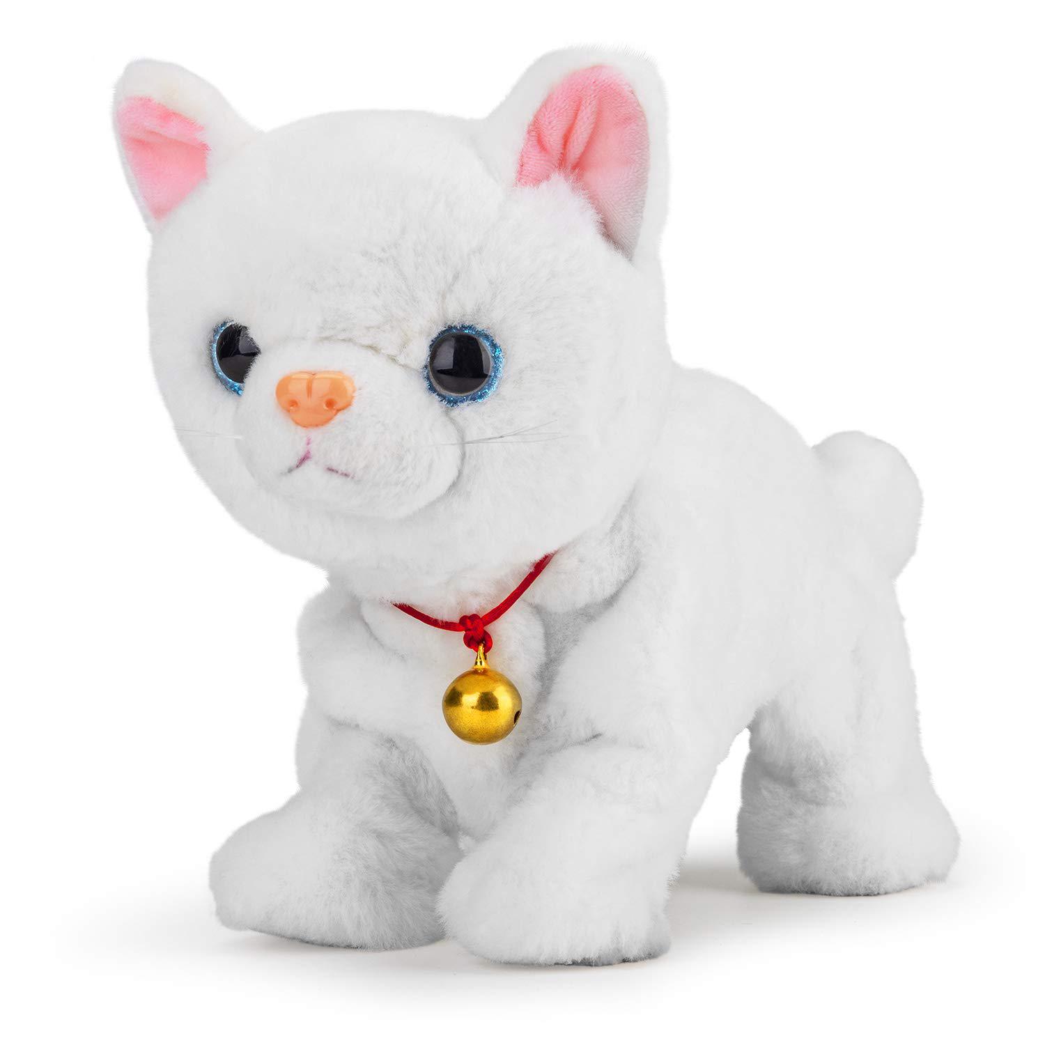 smalody interactive electronic plush toy - upgrade robot talking cat toys with led light eyes, animals sound control electron