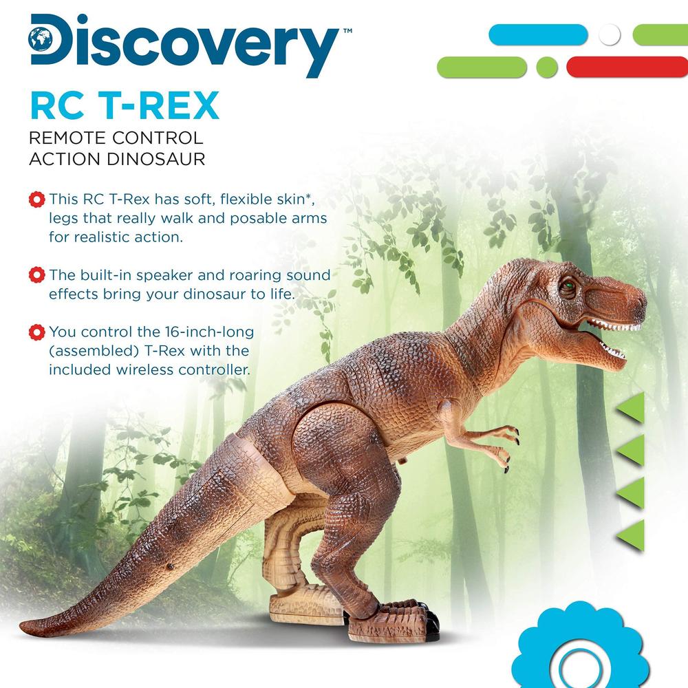 Discovery by Explore Scientific discovery kids remote control rc t rex dinosaur electronic toy action figure moving & walking robot w/roaring sounds & chompi