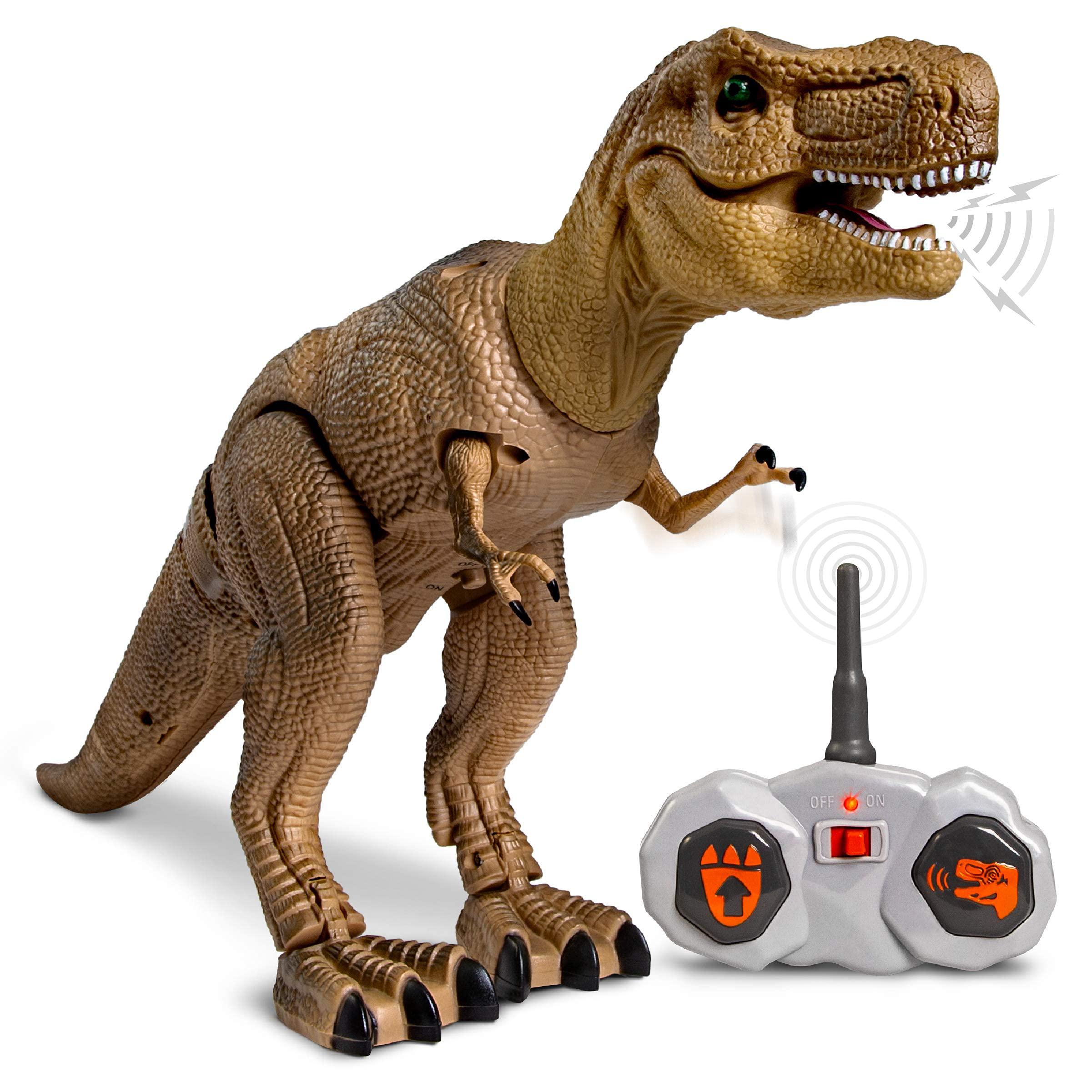 Discovery by Explore Scientific discovery kids remote control rc t rex dinosaur electronic toy action figure moving & walking robot w/roaring sounds & chompi