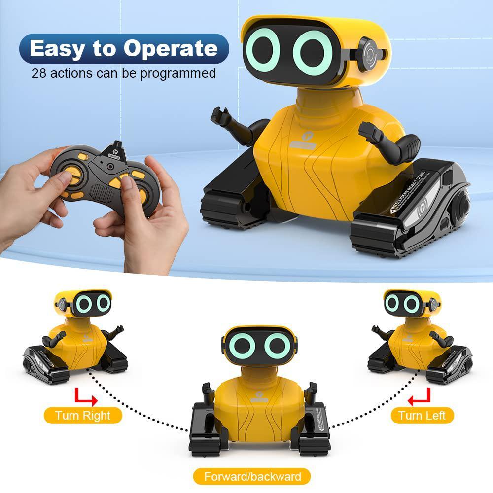 hongca boy robot toys, rechargeable remote control robot toy with touch sense recording programming music led eyes dance move