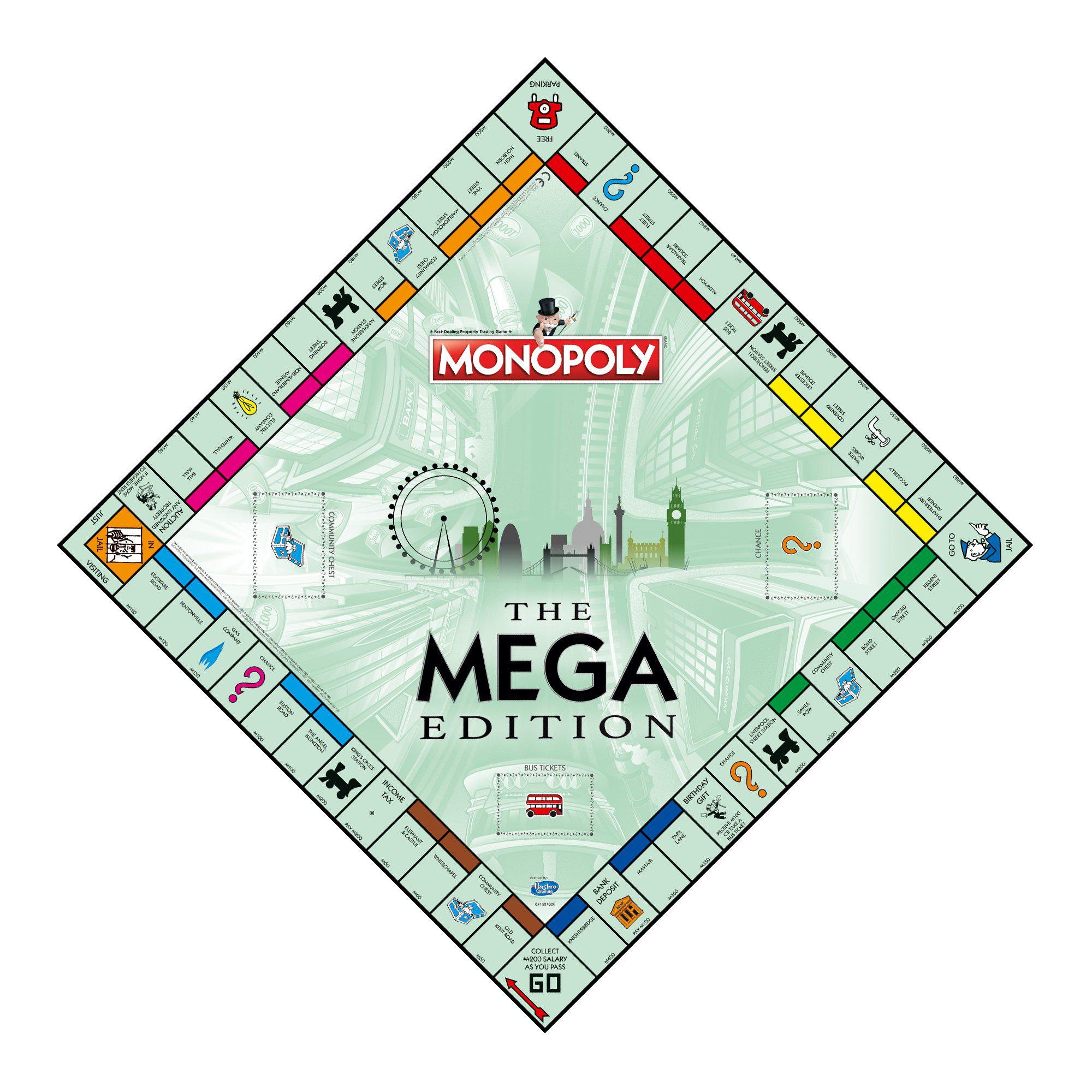 Winning Moves Games winning moves mega monopoly board game, an upgrade on the classic game board with 12 extra spaces including downing street, s