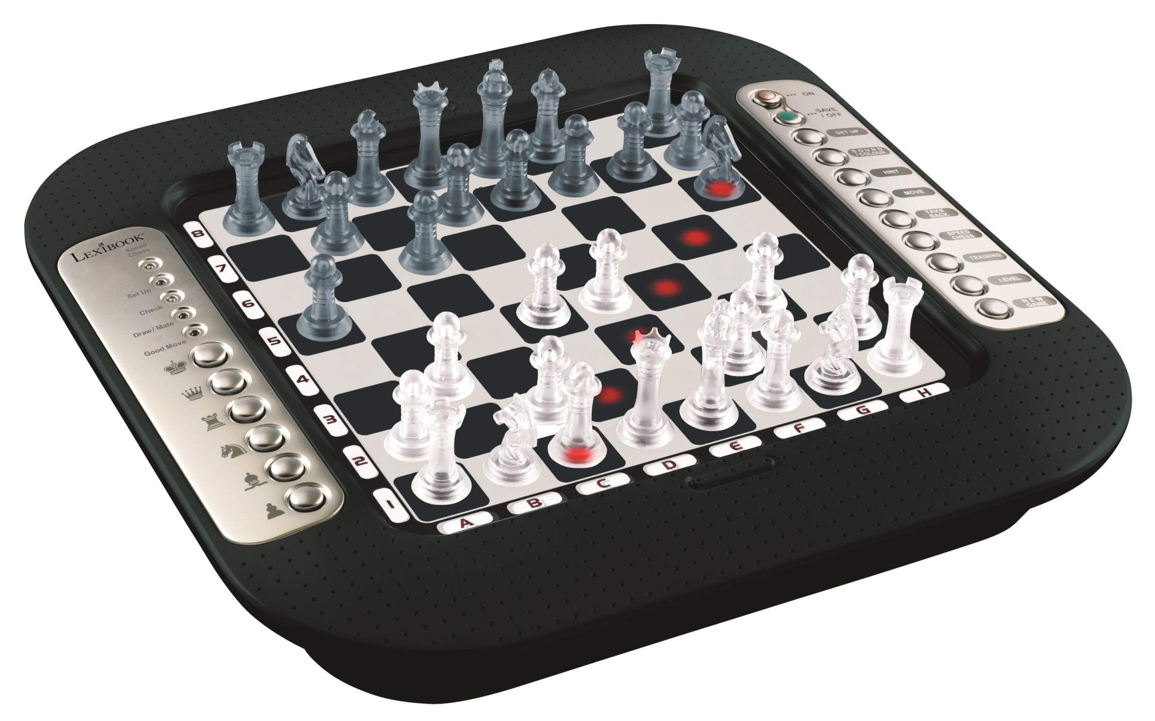 lexibook chessman fx, electronic chess game with tactile keyboard and light and sound effects, 32 pieces, 64 levels of diffic