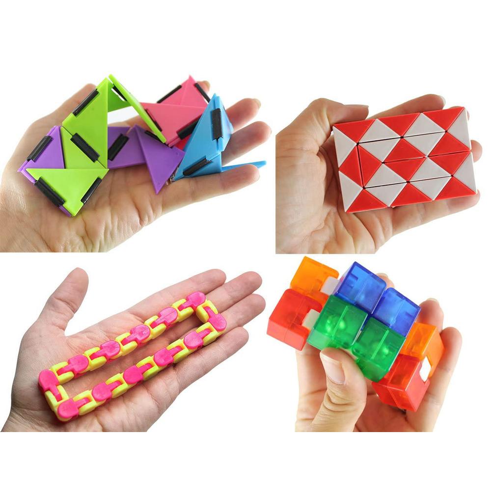 Curious Minds Busy Bags fidget set of 4 wacky tracks, twist snake ...