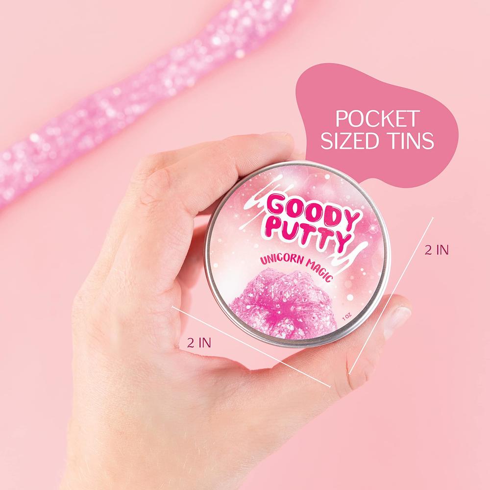 goody putty set of six (multipack) tins with pink sensory putty great fidgety play for girls stress relief or a party favor f