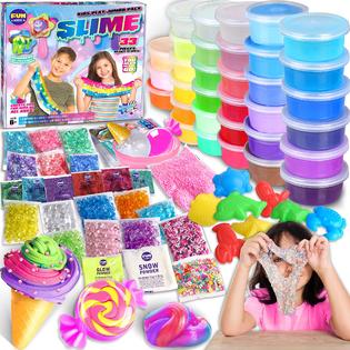 Fun Kidz 33 cups jumbo slime kit for girls and boys, funkidz premade  ultimate slime pack to diy big fluffy slime making kits super par