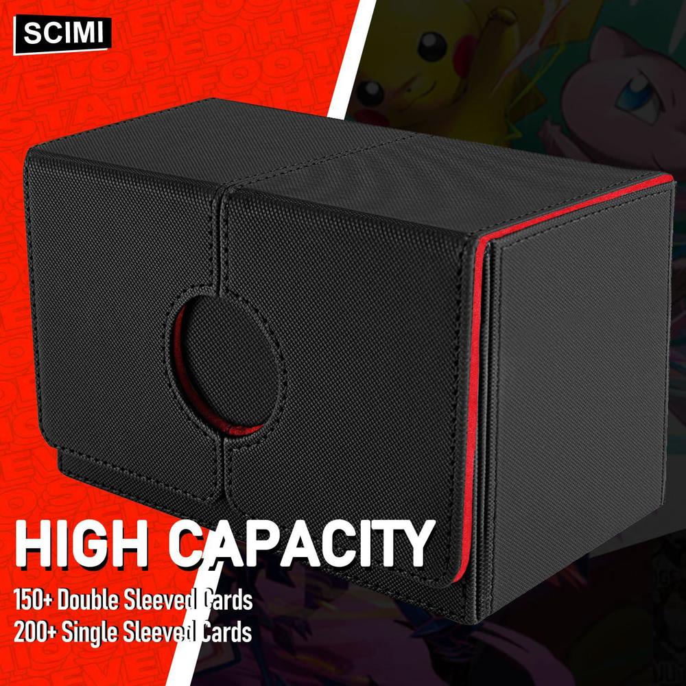 scimi large premium double deck case box for 200+ sleeved cards case large twin flip deck case with dice tray fits mtg/tcg/cc