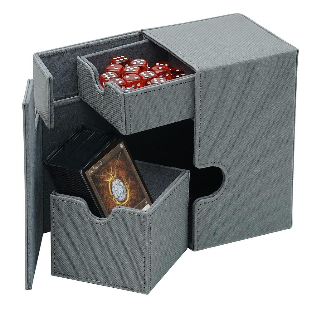 scimi pokemon deck box heavy duty card case for 150+ sleeved cards case large twin flip deck case with storage dice tray fits