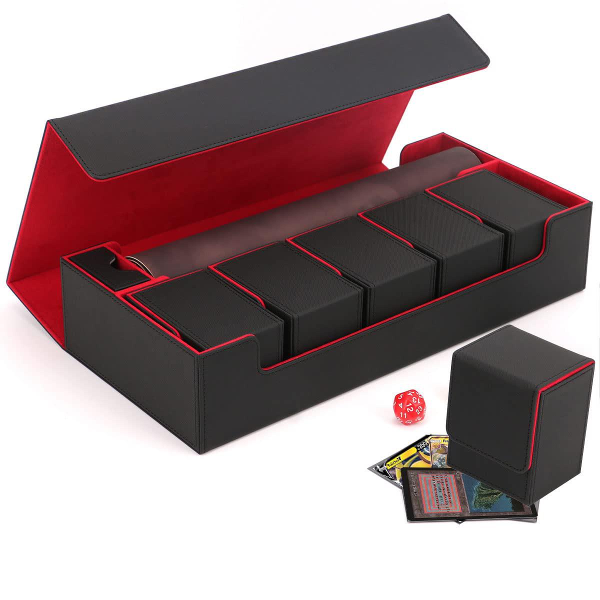 scimi premium trading card storage box tcg deck case holds 1000+ sleeved cards for mtg, yugioh, uno, tcg, pokemon cards, spor
