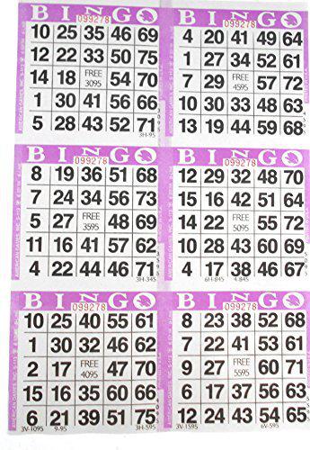American Games 6 on purple bingo paper cards - 500 sheets - 3000 cards