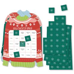 big dot of happiness colorful christmas sweaters - bingo cards and markers - ugly sweater holiday party shaped bingo game - s