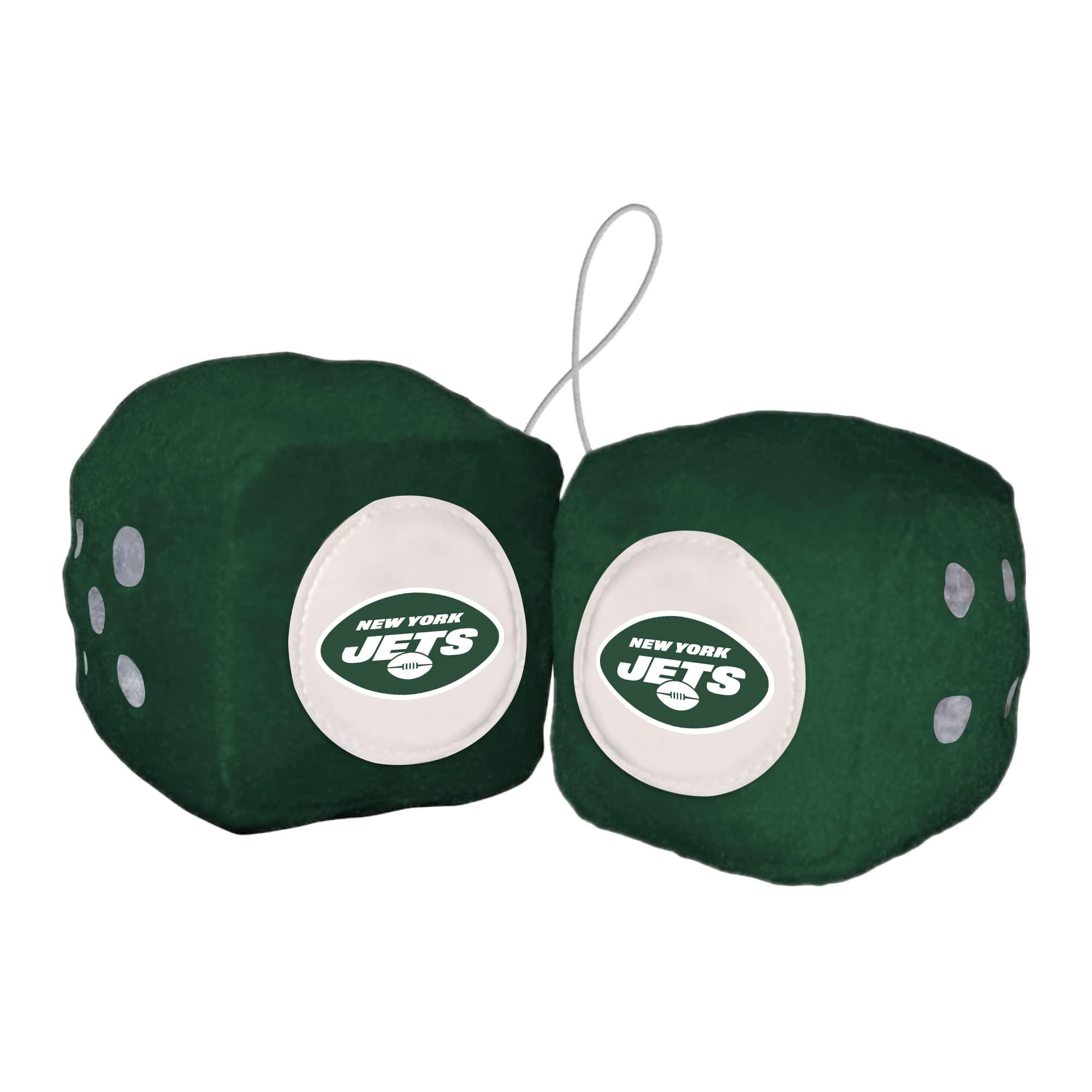 Fanmats 31992 3 x 3 x 6 in.   York Jets Team Color Fuzzy Dice Decor Set&#44; Green