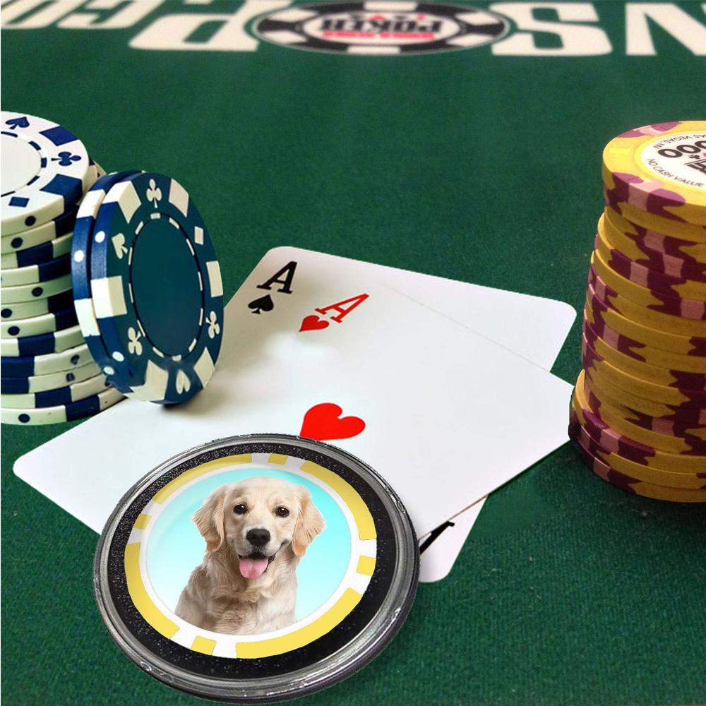 gertdoggy card guards card guard - golden retreiver dog protector holdem poker chip/card cover - yellow