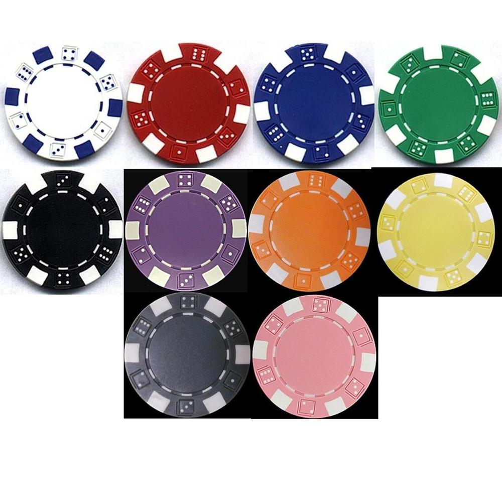 tmg classic striped dice 11.5gm poker chip sample set - 10 new chips!