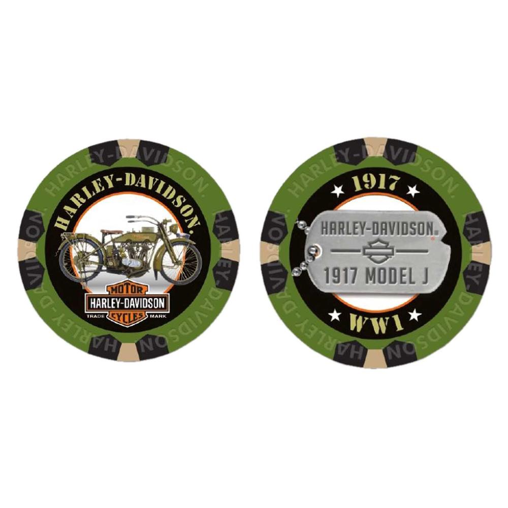 harley-davidson military series alpha 1 1917 model j collectible poker chip 6741