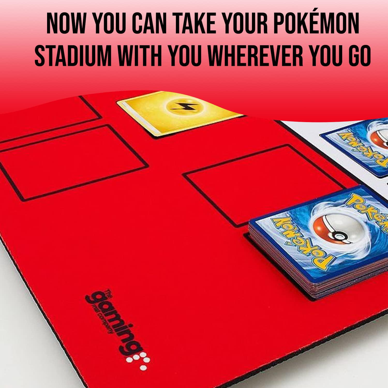 the gaming mat company 2 player compatible pokemon playmat for pokemon cards- xl 28.3" x 28.3" 2player battle mat stadium boa