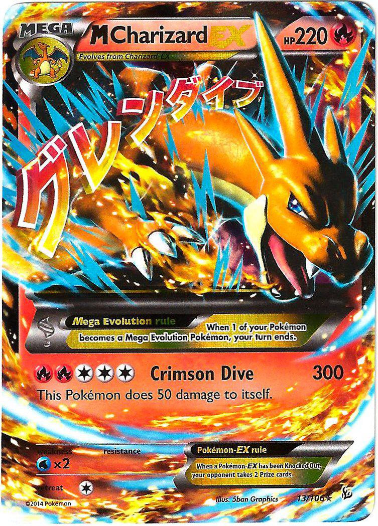 Pokemon mega/m charizard ex (xy flashfire #13/106) rare/holo-foil pokemon card