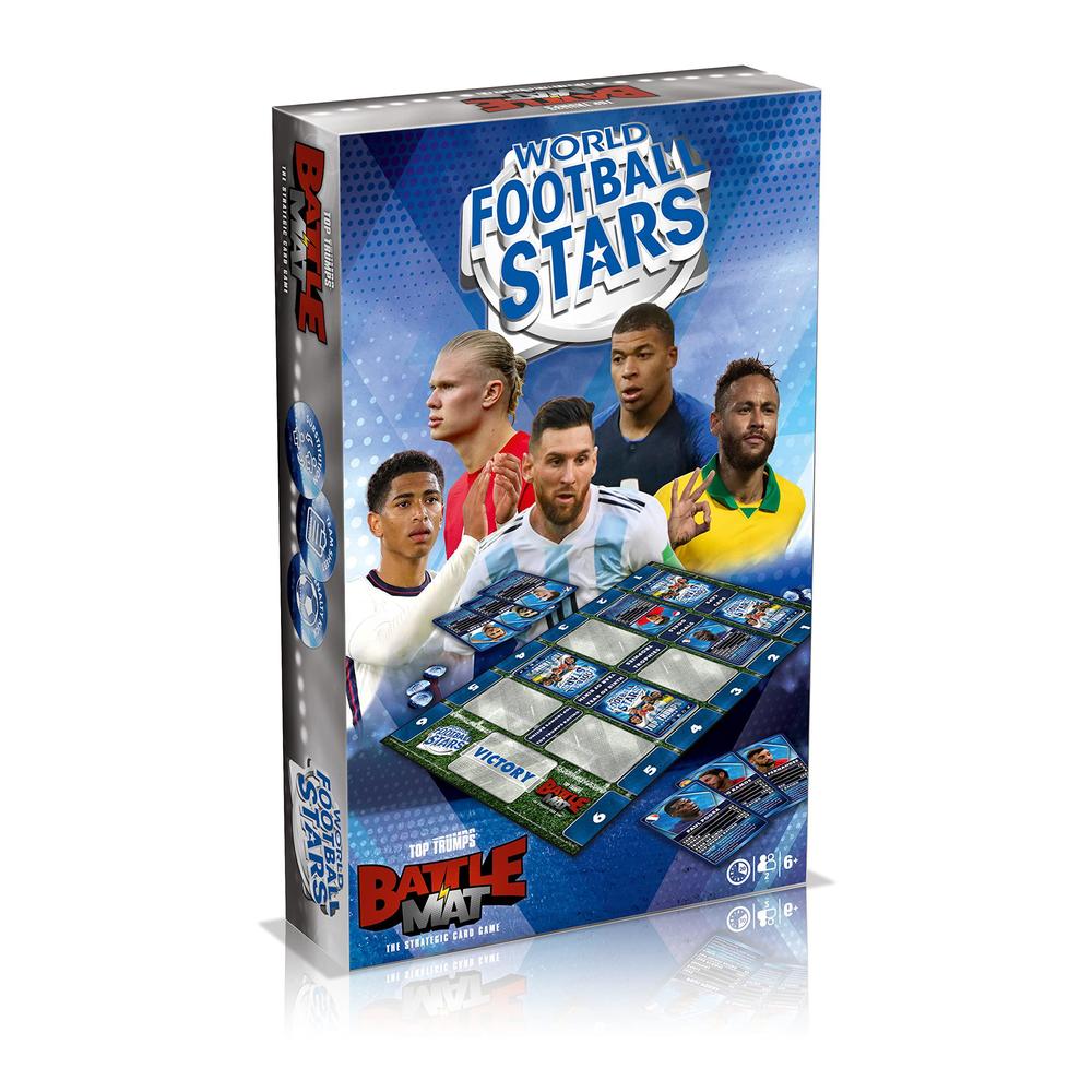 Winning Moves Games top trumps world football stars battle mat card game, play with your favourite football players including ronaldo, messi, ney