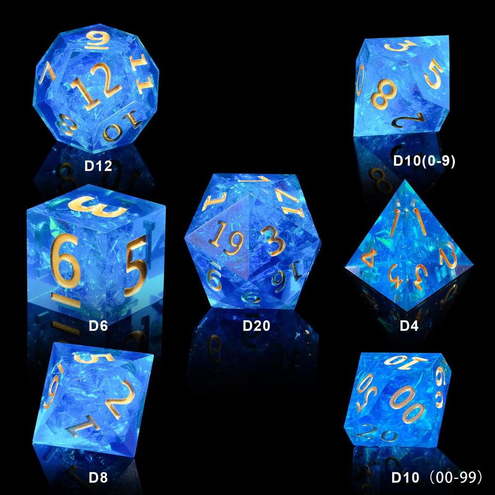 cttasty dnd dice set resin sharp edge dice set handmade 7pcs polyhedral dice set dnd rpg mtg role playing game dice set d&d d