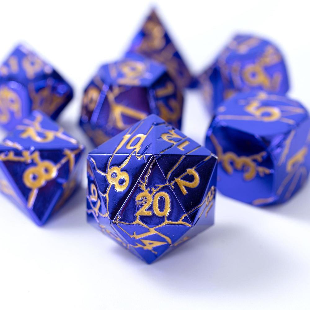 soar forge dnd metal dice - cracked lightning metal dice - polyhedral dice set for rpg d&d dice with cracks - beautifully detailed dunge