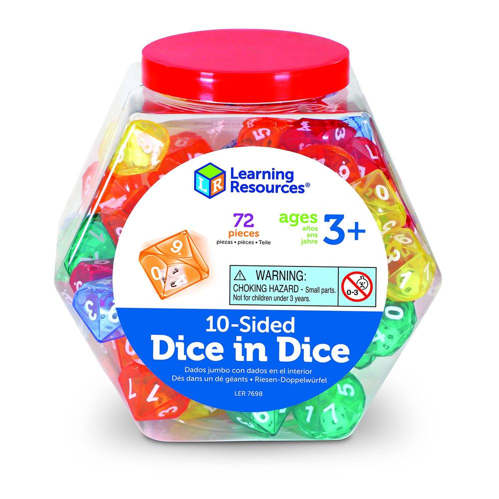 learning resources 10-sided dice in dice set, 3.0 h x 4.9 l x 4.9 w