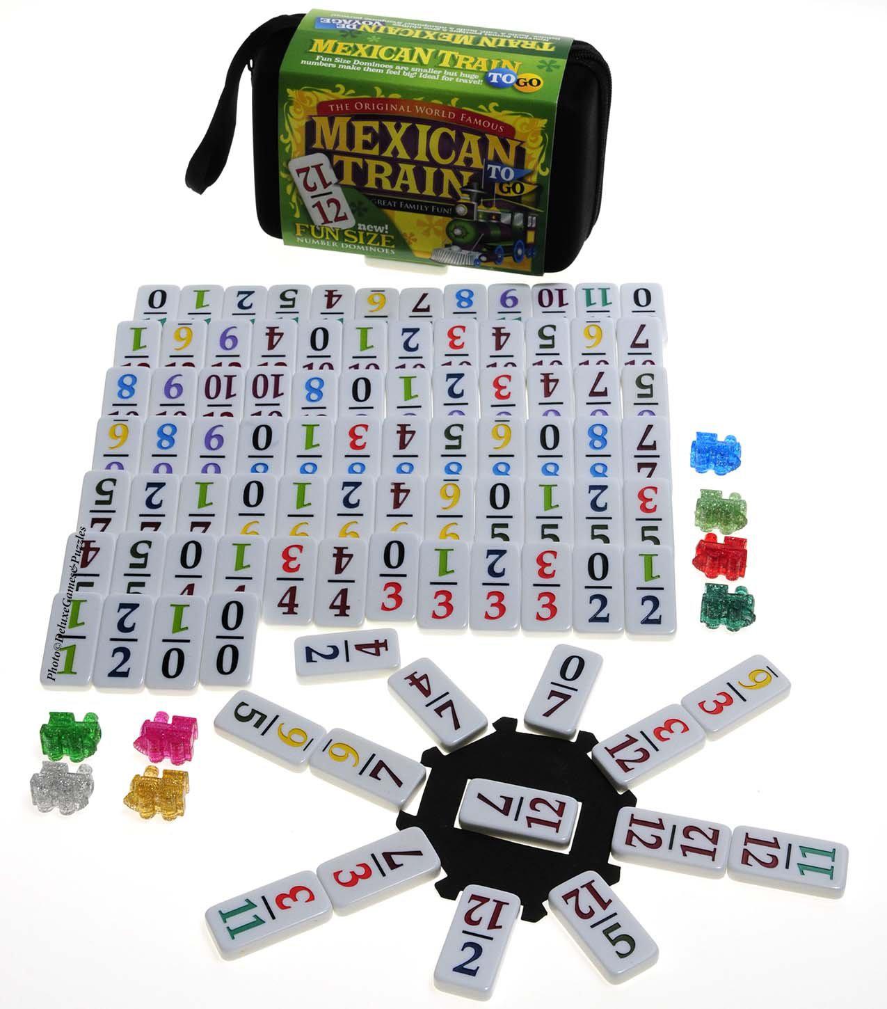 Deluxe mexican train double 12 dominoes _ travel size _with colored numbers