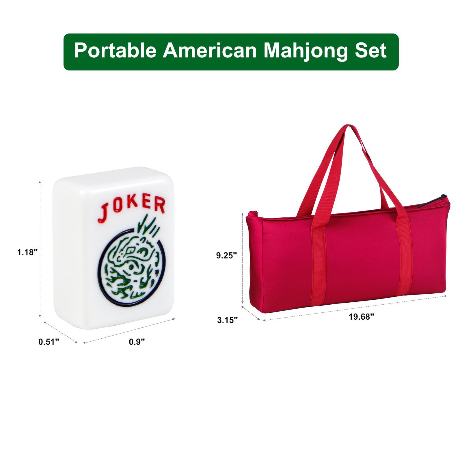 sacpero american mahjong game set 166 mahjong tiles set 4 all-in-one rack/pushers,100 chips,1 wind indicator with carrying ba