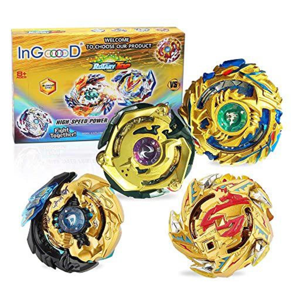 ingooood metal master fusion gyro toys for kids, 4x high performance tops attack set with launcher and grip starter set and a