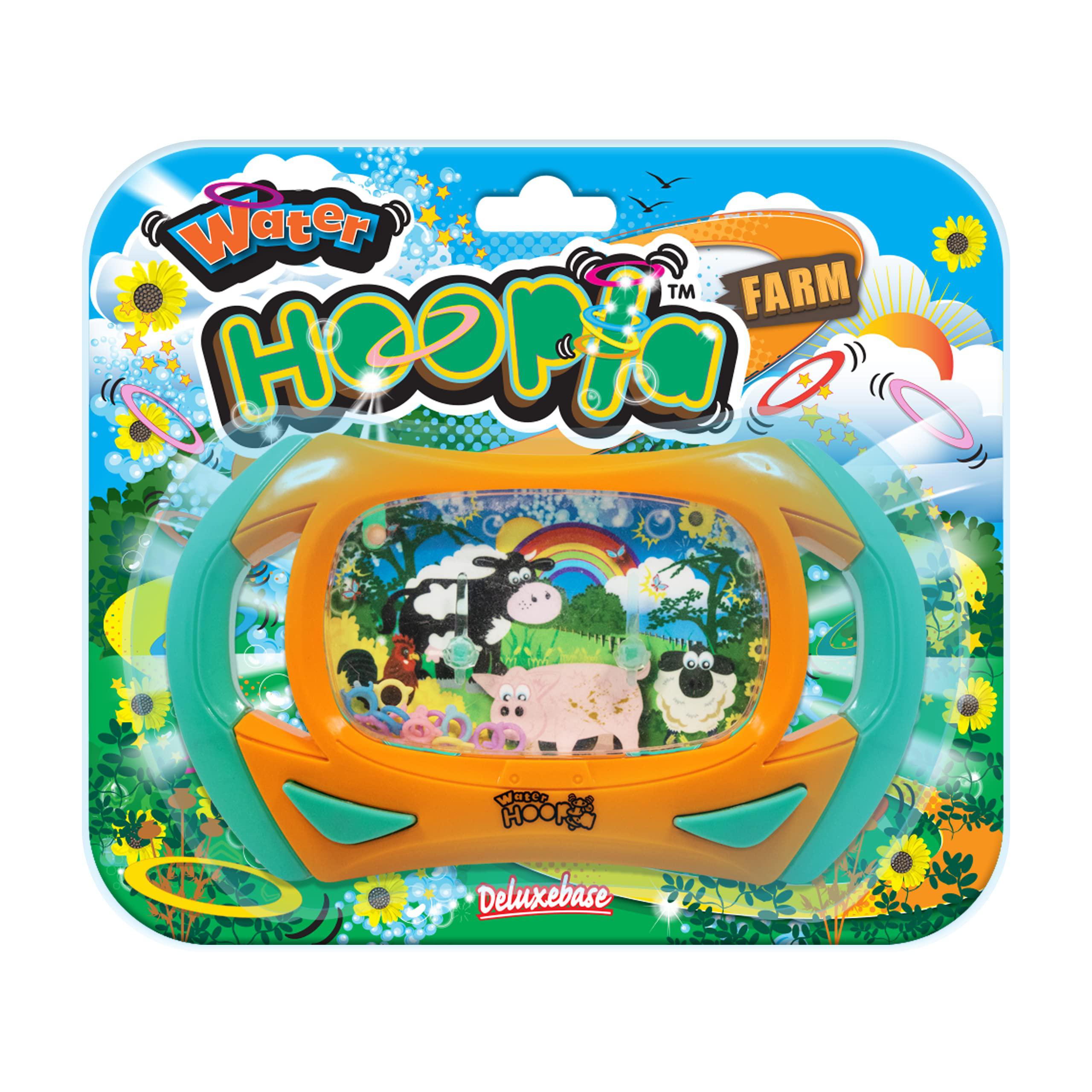 water hoopla - farm from deluxebase. farmyard animal retro water handheld game. ring toss hand held arcade game for kids and 