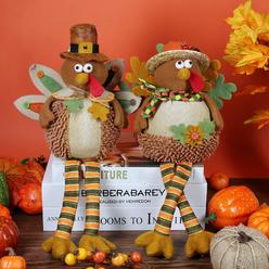 ogrmar 15 inch 2 pack stuffed turkey couple doll thanksgiving tabletop decorations exquisite handmade turkey plush doll kit f