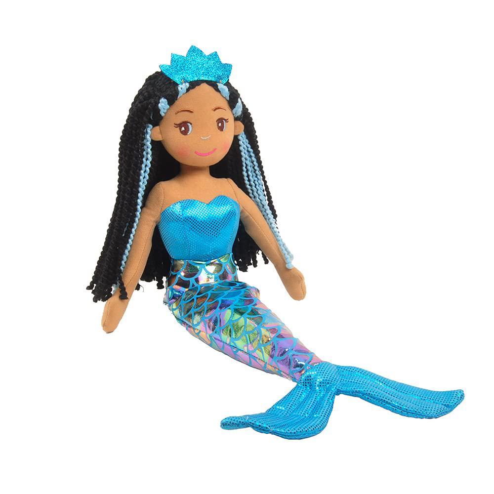 linzy toys,aria mermaid doll, soft plush mermaid, blue, 18" mermaid toys for little girls, sirenas para ninas, sirenas plush 