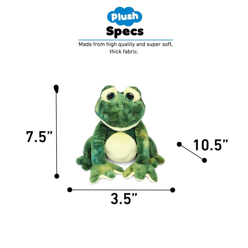Puzzled dollibu plush frog stuffed animal - soft huggable squat green frog, adorable playtime frog plush toy, cute rain forest life c