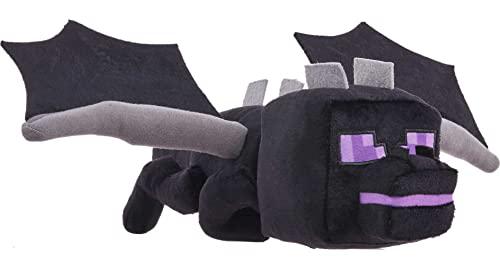 mattel minecraft ender dragon plush toy with lights & sounds, 12-inch soft doll with posable wings, video game character