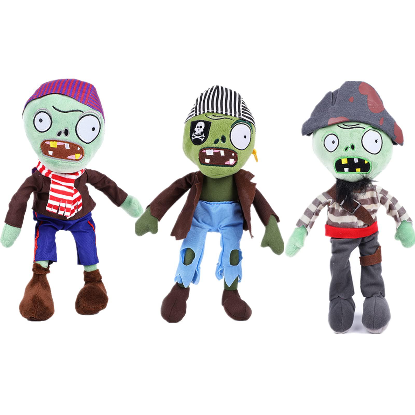Suyudian 3 pcs pvz plush sets toys stuffed soft plant figure doll swashbuckler zombie , pirate zombie, new pirate zombie great gift fo