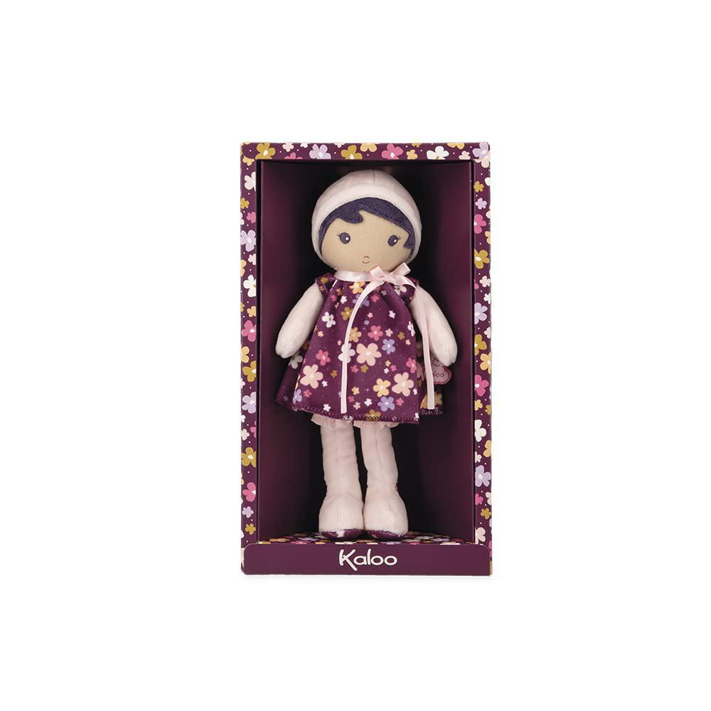 kaloo tendresse - my first fabric doll violette 10 tall - black hair and floral dress - washable - ages 0+ - k200001