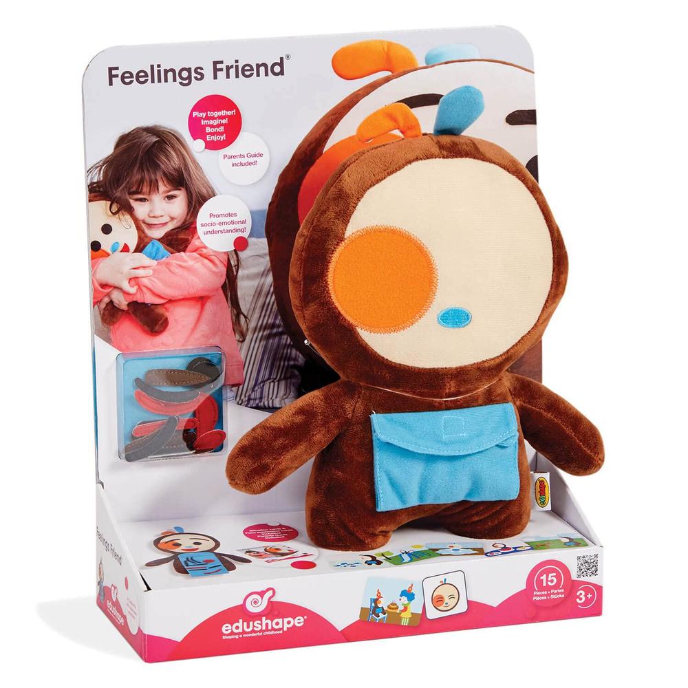 edushape feelings friend plush toy - stuffed animal child development toy to teach essential emotional social skills - baby p