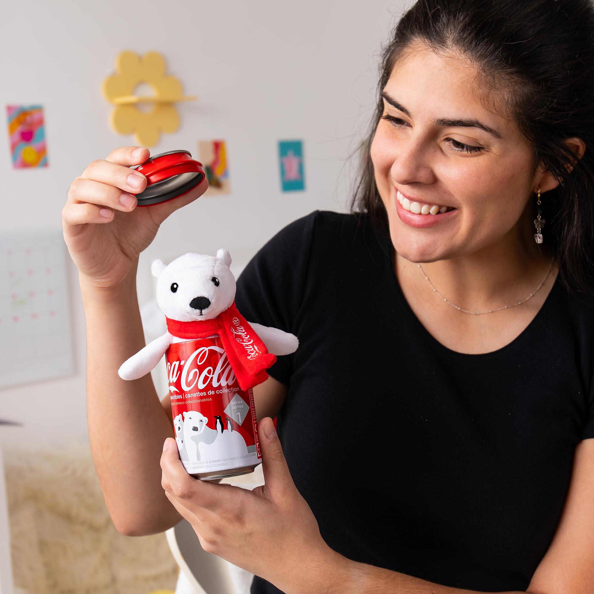 coca-cola pop cans! collectible 5" plush stuffed animal in 12oz can - character will vary - collect them all!