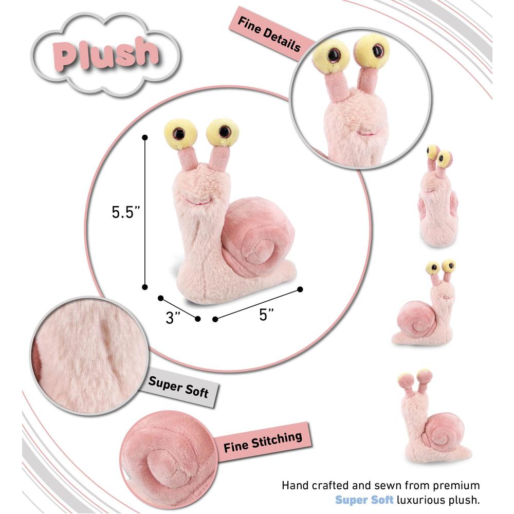 dollibu plush snail stuffed animal - soft huggable big eyes pink snail ...